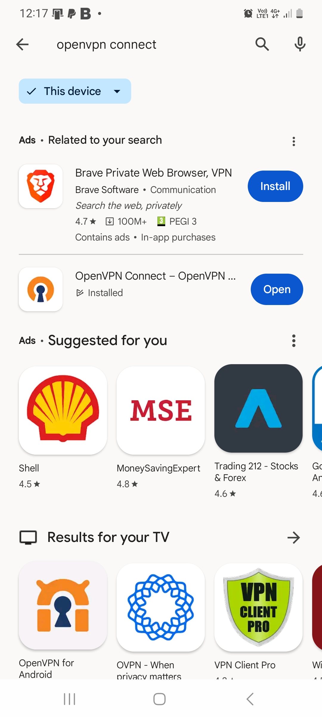 Open VPN Connect Install for Android – screenshot