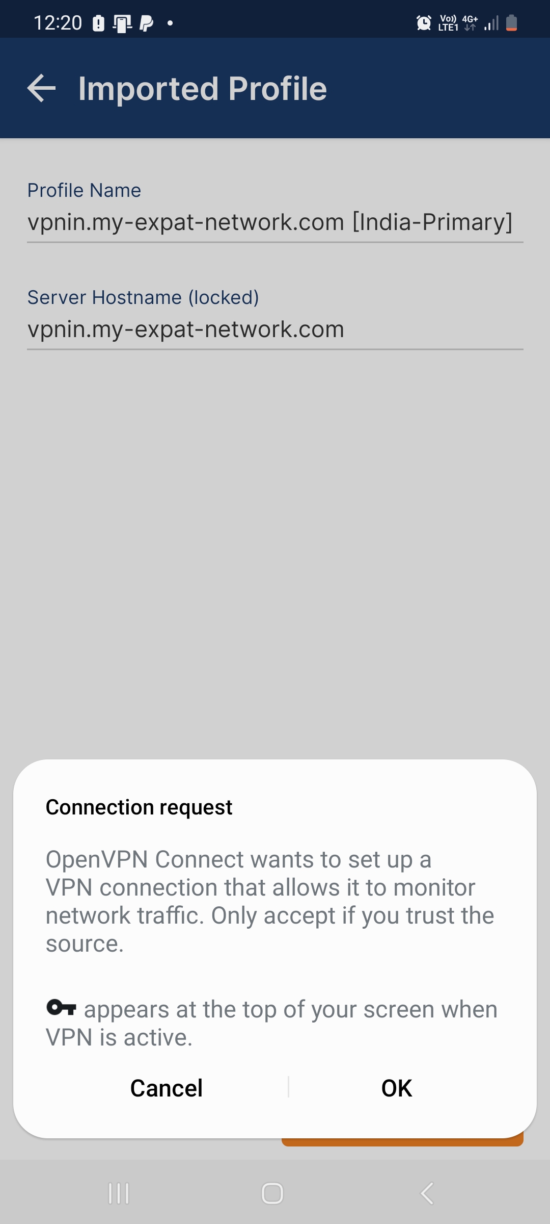 Open VPN Connect Install for Android – screenshot