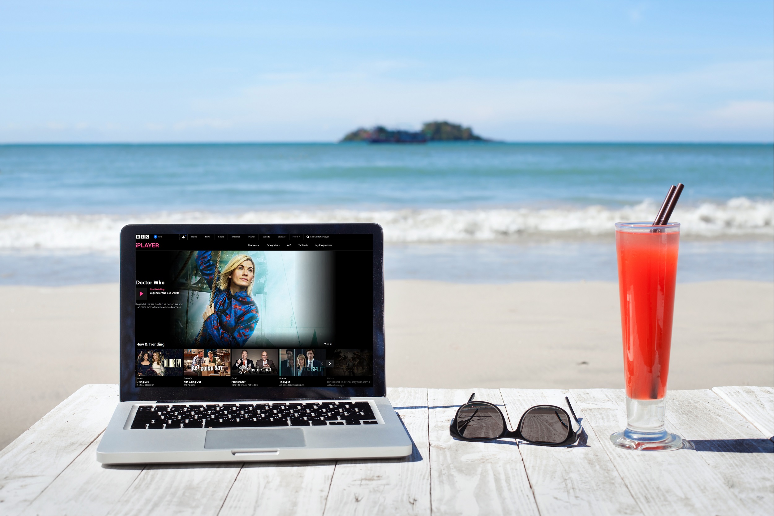 BBC iplayer abroad on the beach
